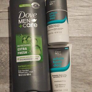 (3) Dove Men+Care Whole Body Deodorant Aloe & Bamboo, Stick Cream Bodywash